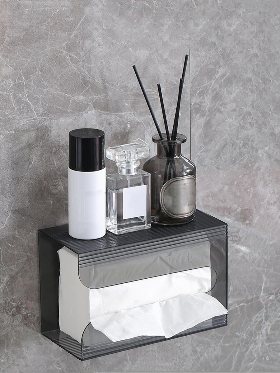 Black Wall Mounted Tissue Box Holder - Black - View 1