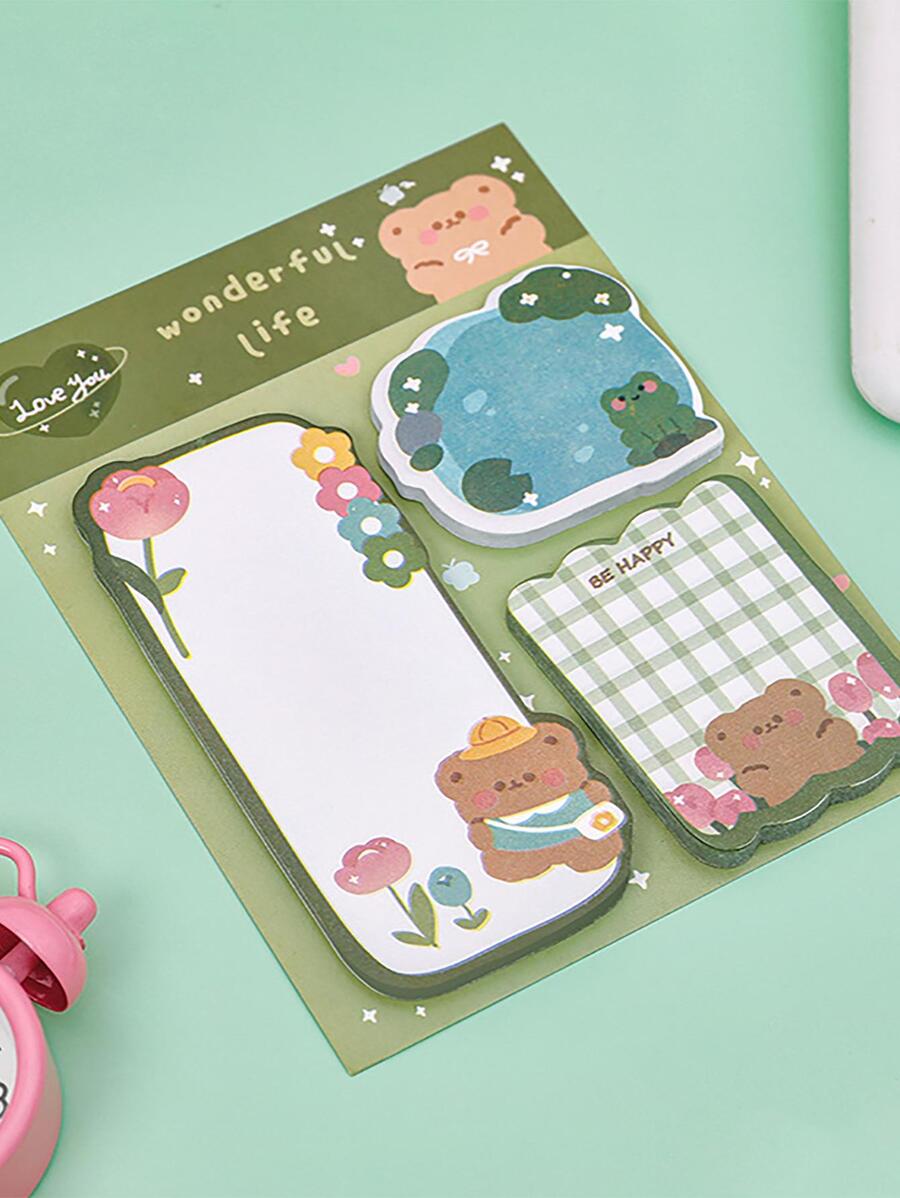 Cartoon Cute Shaped Sticky Notes - Green - View 1