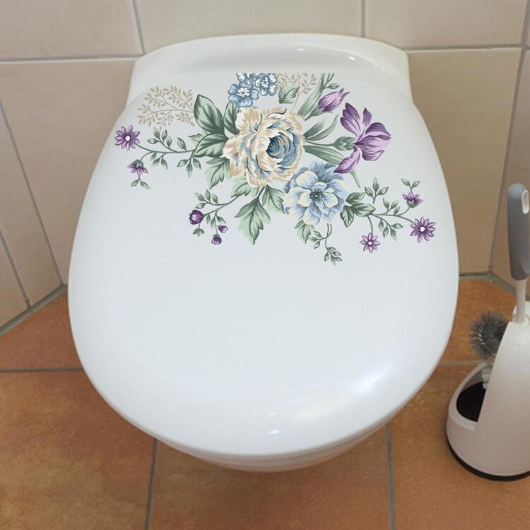 1pc Flower Pattern Toilet Decoration Sticker - Multicolor - View 2