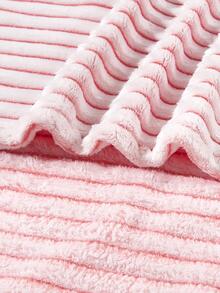 1pc Striped Flannel Baby Swaddle Blanket - Pink - View 4