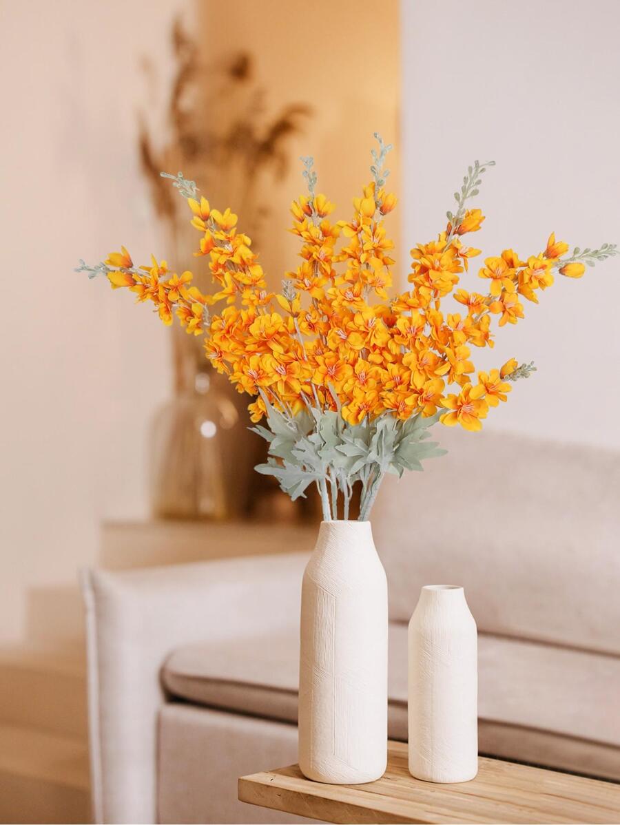 6pcs Delphinium Flowers Artificial Flowers Champagne Silk Flowers Larkspur Flower 33.5in Long Stem Artificial Flowers For Tall Vase For Home Garden Arrangement Decoration For Wedding Decoration, Valentine'S Day Decor, Birthday Decor, Anniversary Decor, Holiday Decor, Graduation Decoration, Party Decor Supplies - Orange - View 1