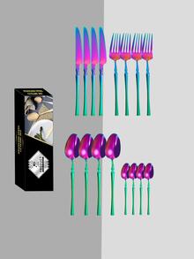 17 piezas/set Set cubiertos portátil de acero inoxidable - Multicolor - Ver 1