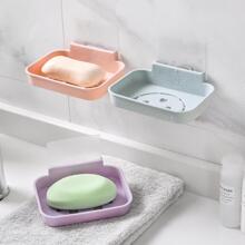 1入組微笑臉部肥皂支架,浴室壁掛式肥皂盒,排水皂架,懸掛收納盒,創意肥皂託盤,免打孔肥皂盒,衛浴用品 - 彩色 - 查看 1
