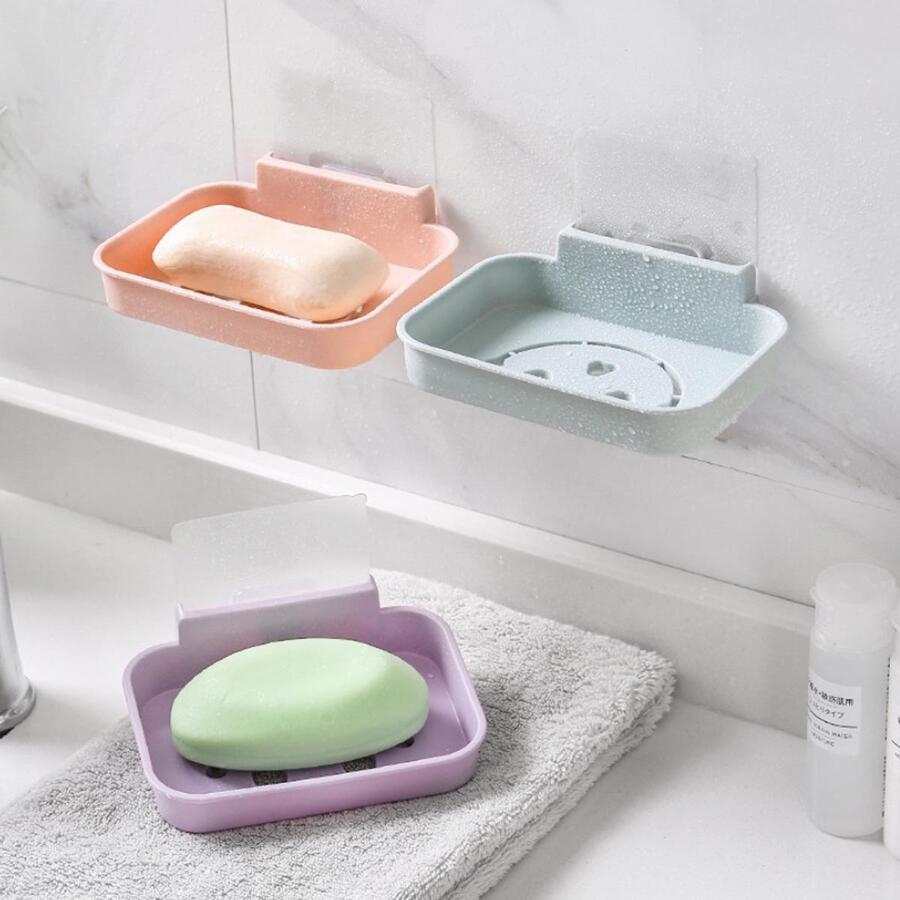 1入組微笑臉部肥皂支架,浴室壁掛式肥皂盒,排水皂架,懸掛收納盒,創意肥皂託盤,免打孔肥皂盒,衛浴用品 - 彩色 - 查看 1