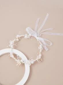 1pc Girls Faux Pearl & Flower Decor Hair Band For Party