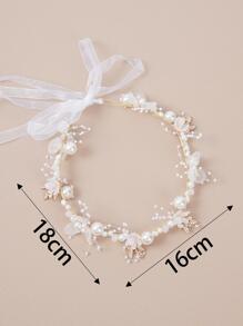 1pc Girls Faux Pearl & Flower Decor Hair Band For Party