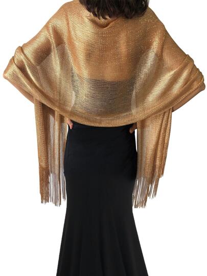Women's Shiny Tassel Shawl Scarf, Suitable For Bride Wedding Party Evening Dress And Special Occasions, Elegant Lightweight Breathable Tassel Scarf