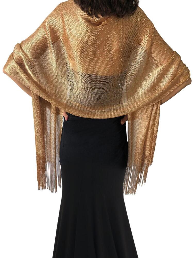 green emerald velvet dress Iridescent Champagne Gold Pashmina Shawl – Central Chic main image 1