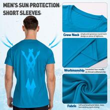 MEETYOO Men's Swim, Short Sleeve UPF 50+ Sun Top - Dusty Blue - View 2