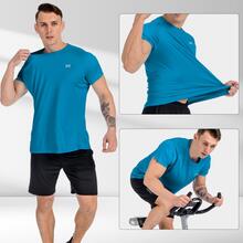 MEETYOO Men's Swim, Short Sleeve UPF 50+ Sun Top - Dusty Blue - View 5