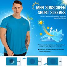 MEETYOO Men's Swim, Short Sleeve UPF 50+ Sun Top - Dusty Blue - View 3
