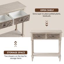 COSIEST Console Table With 2 Drawers, MDF Narrow Entryway Table With Storage Shelf, Wood Accent Sofa Table For Living Room, Entrance, Hallway, Couch, Light Grey