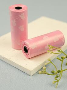 Bolsas 2 de mascota pata de perro patrón limpieza desperdiciar , 15 rollo - Rosa Pálido - Ver 2