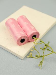 Bolsas 2 de mascota pata de perro patrón limpieza desperdiciar , 15 rollo - Rosa Pálido - Ver 1