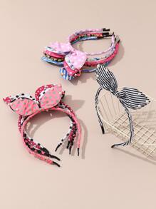 10pcs Girls Faux Pearl & Bow Decor Headband For Hair Decoration