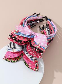 10pcs Girls Faux Pearl & Bow Decor Headband For Hair Decoration