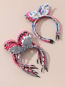 10pcs Girls Faux Pearl & Bow Decor Headband For Hair Decoration