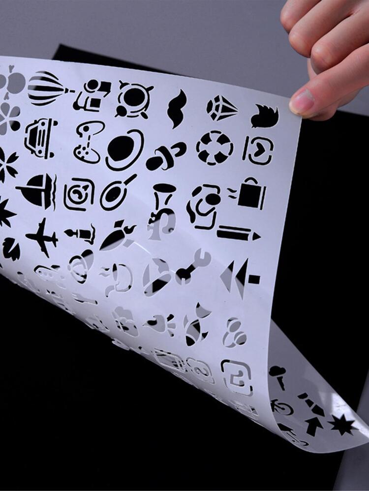 5 יחידות חלול תבניות ציור לציור יד של ילדים ותלמידים וגרפיטי - לבן - ראה 2