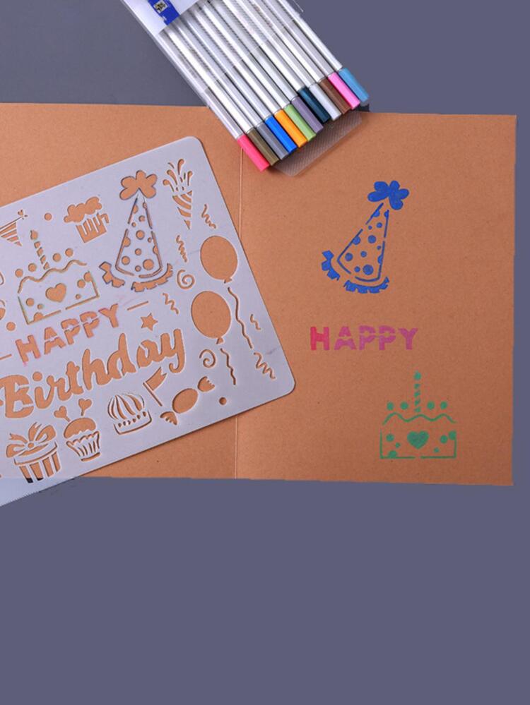 5 יחידות חלול תבניות ציור לציור יד של ילדים ותלמידים וגרפיטי - לבן - ראה 6