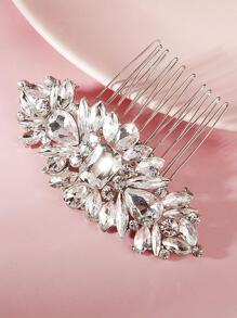 1pc Women's Romantic & Luxurious Bridal Accessory - Silver Bridal Comb With Faux Pearl & Rhinestone Detailing Elegant Royal Tiaras Valentine's Day Accessories