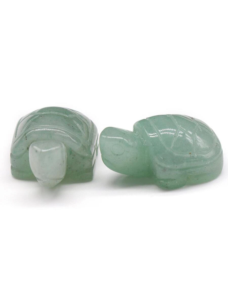 1入組隨機天然石頭裝飾物手工雕刻小的龜造型瑪瑙黃色的玉透明石英綠色砂金石蛋白石水晶寶石家庭裝飾用品首飾類禮物26X20mm - 綠色 - 查看 1