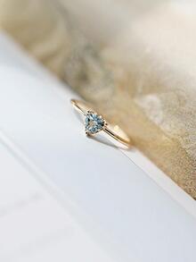 1 Máy Tính Sang Trọng Đơn Giản S925 Bạc Xanh Dương Đính Đá Cubic Zirconia Tam Giác Trái Tim Màu Vàng Nhẫn Cho Nữ dành Cho Cặp Đôi - Vàng - Xem 6