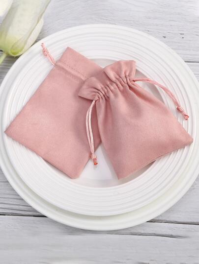 10pcs Pink Velvet Drawstring Jewelry Packaging Pouch