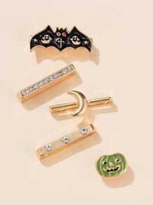 1 chiếc nhẫn trang trí dây đeo đồng hồ bằng hợp kim đồng thời trang hình mặt trăng đính đá hình bí ngô, tương thích với phụ kiện trang trí dây đeo đồng hồ 38MM cho lễ Halloween - Nhiều màu - Xem 4