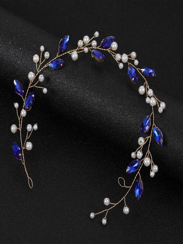 1 and versatile headband with royal blue rhinestones and faux
