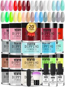 YEVYO Dip Powder Nail Kit Starter, Clear Nude Pink Glitter 20 Colors Dip Nails Powder Starter Kit with Base/top Coat Activator for  Nail Manicure Art Set Salon DIY Home All Seasons Nail Design Kit - 彩色 - 查看 1