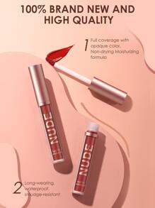 LANGMANNI 2 件唇彩+唇线笔持久防水液体唇膏化妆套装（#12） - Naked - 查看 3