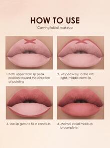 LANGMANNI 2 件唇彩+唇线笔持久防水液体唇膏化妆套装（#12） - Naked - 查看 4