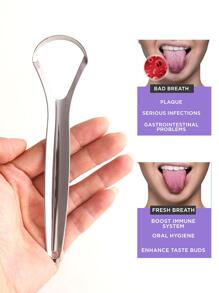 Raspador de lengua de acero inoxidable de 3 piezas, adecuado para hombres y mujeres Limpiador de lengua Cepillo de lengua Lengua de cobre Lengua de goma Herramienta de limpieza bucal Herramienta de higiene bucal - Plateado - Ver 3