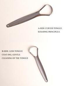 Raspador de lengua de acero inoxidable de 3 piezas, adecuado para hombres y mujeres Limpiador de lengua Cepillo de lengua Lengua de cobre Lengua de goma Herramienta de limpieza bucal Herramienta de higiene bucal - Plateado - Ver 2