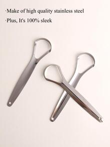 Raspador de lengua de acero inoxidable de 3 piezas, adecuado para hombres y mujeres Limpiador de lengua Cepillo de lengua Lengua de cobre Lengua de goma Herramienta de limpieza bucal Herramienta de higiene bucal - Plateado - Ver 5