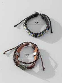 波西米亞風格女性手鐲套裝的2,可調節 - 彩色 - 查看 3