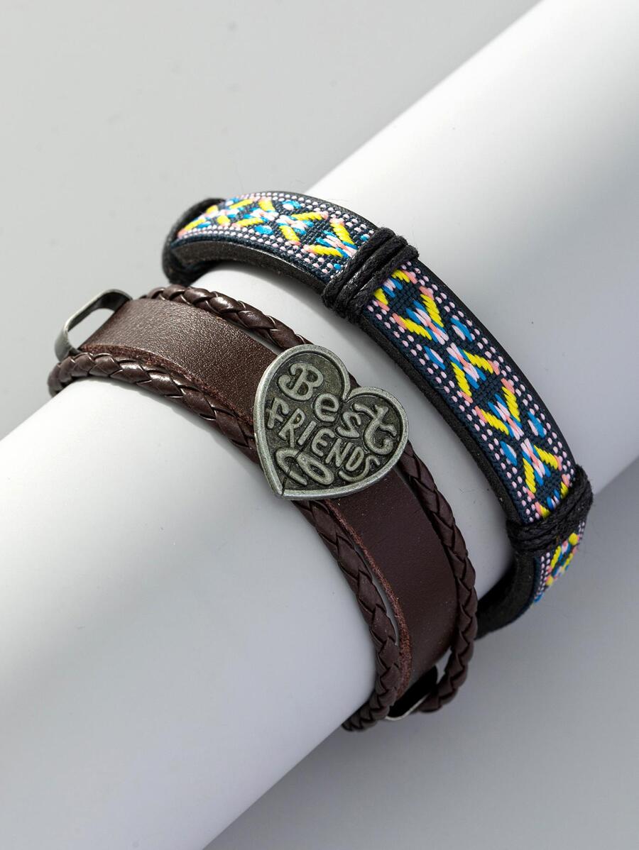 波西米亞風格女性手鐲套裝的2,可調節 - 彩色 - 查看 1