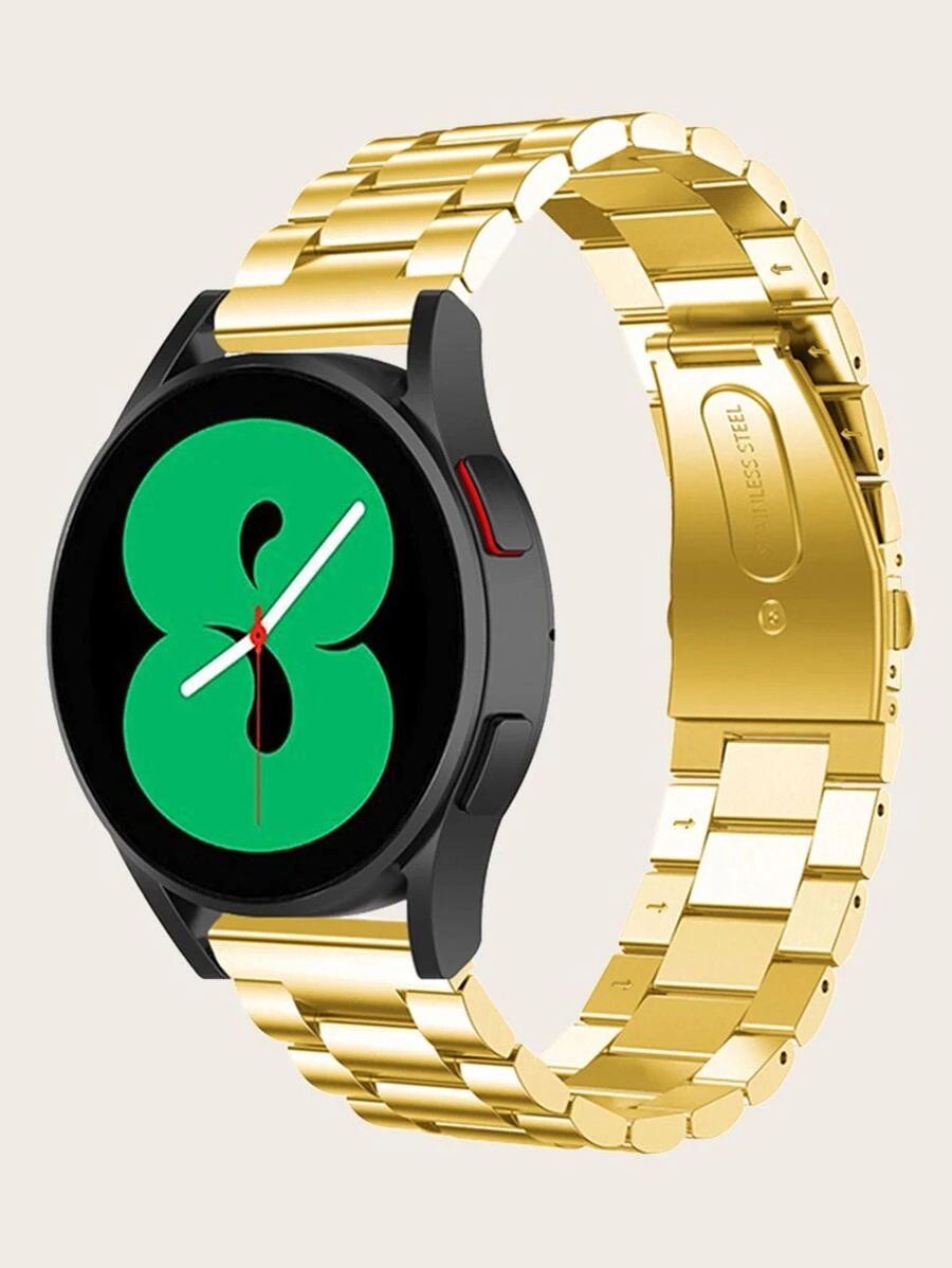 1 dây đeo đồng hồ thông minh bằng thép không gỉ 3 viên ngọc trai tương thích với Samsung Galaxy Watch 7/6/5/4 40mm/44mm, Galaxy 6 Classic 43mm/47mm, Galaxy 4 Classic 42mm/46mm, màu vàng - Vàng - Xem 1