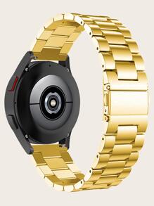 1 dây đeo đồng hồ thông minh bằng thép không gỉ 3 viên ngọc trai tương thích với Samsung Galaxy Watch 7/6/5/4 40mm/44mm, Galaxy 6 Classic 43mm/47mm, Galaxy 4 Classic 42mm/46mm, màu vàng - Vàng - Xem 2