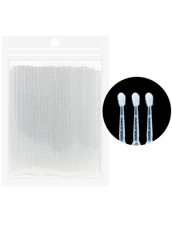 Glamlash 100 Peças Pincel Descartável Branco Durável Micro Aplicador de Cola para Extensão de Cílios, Cotonetes de Limpeza, Ferramentas de Maquiagem