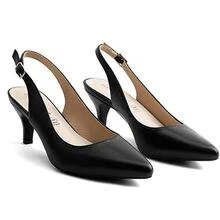 Women's Slingback High Heel Pointed Toe Dress Pumps Shoes - 黑色 - 查看 2