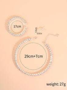 Vòng cổ trang trí bằng đá rhinestone & Bông tai & Lắc tay - Bạc - Xem 4
