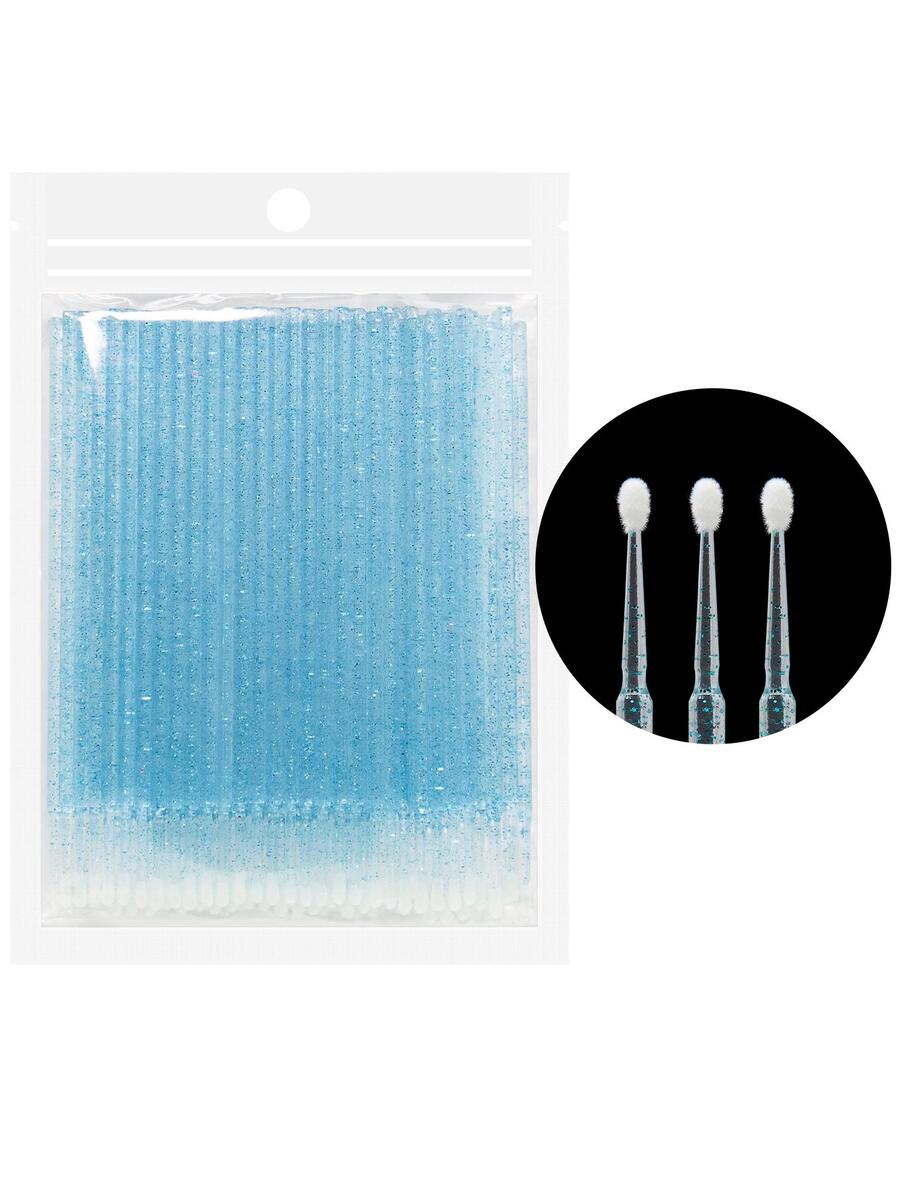 Glamlash 100 件蓝色耐用一次性微型刷睫毛延长睫毛胶涂抹器清洁棉签化妆工具 - 淺藍色 - 查看 1