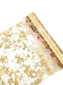 1/3/5pcs Gold Table Runner Rolls, Gold Foil Mesh Table Runner Decorations, Dining Table Decorations, Party Wedding Event Backdrop Decor - Gold - View 5