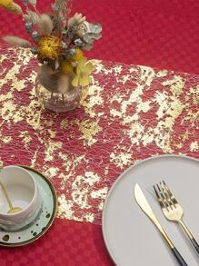 1/3/5pcs Gold Table Runner Rolls, Gold Foil Mesh Table Runner Decorations, Dining Table Decorations, Party Wedding Event Backdrop Decor - Gold - View 6