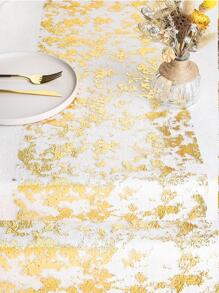 1/3/5pcs Gold Table Runner Rolls, Gold Foil Mesh Table Runner Decorations, Dining Table Decorations, Party Wedding Event Backdrop Decor - Gold - View 4