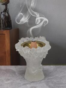 1入組透明花朵設計香爐 - 無色 - 查看 3