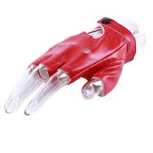 1對心形設計無指手套pu皮質桃心挖空分指手套女士街舞夜店表演舞台表演手套（有點異味,請注意） - 紅色 - 查看 9