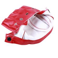 1對心形設計無指手套pu皮質桃心挖空分指手套女士街舞夜店表演舞台表演手套（有點異味,請注意） - 紅色 - 查看 7