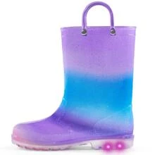 Kids Rain Boots Children Waterproof Light Up Boots With Easy-On Handles - Màu Lilac Tím - Xem 1